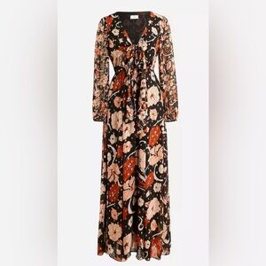 J. Crew Collection Tie-front Lurex Dress in Mixed Print Sz XS